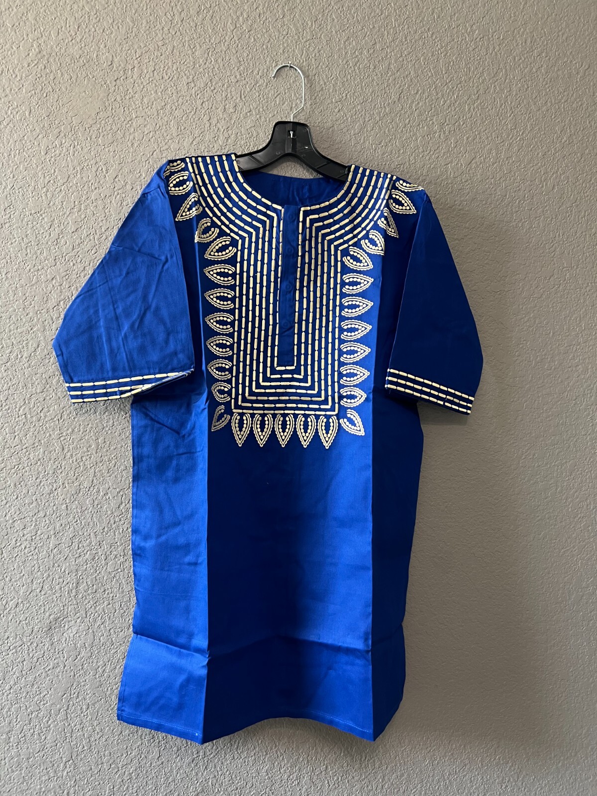 African clothing for men-Dashiki M-7X BLUE