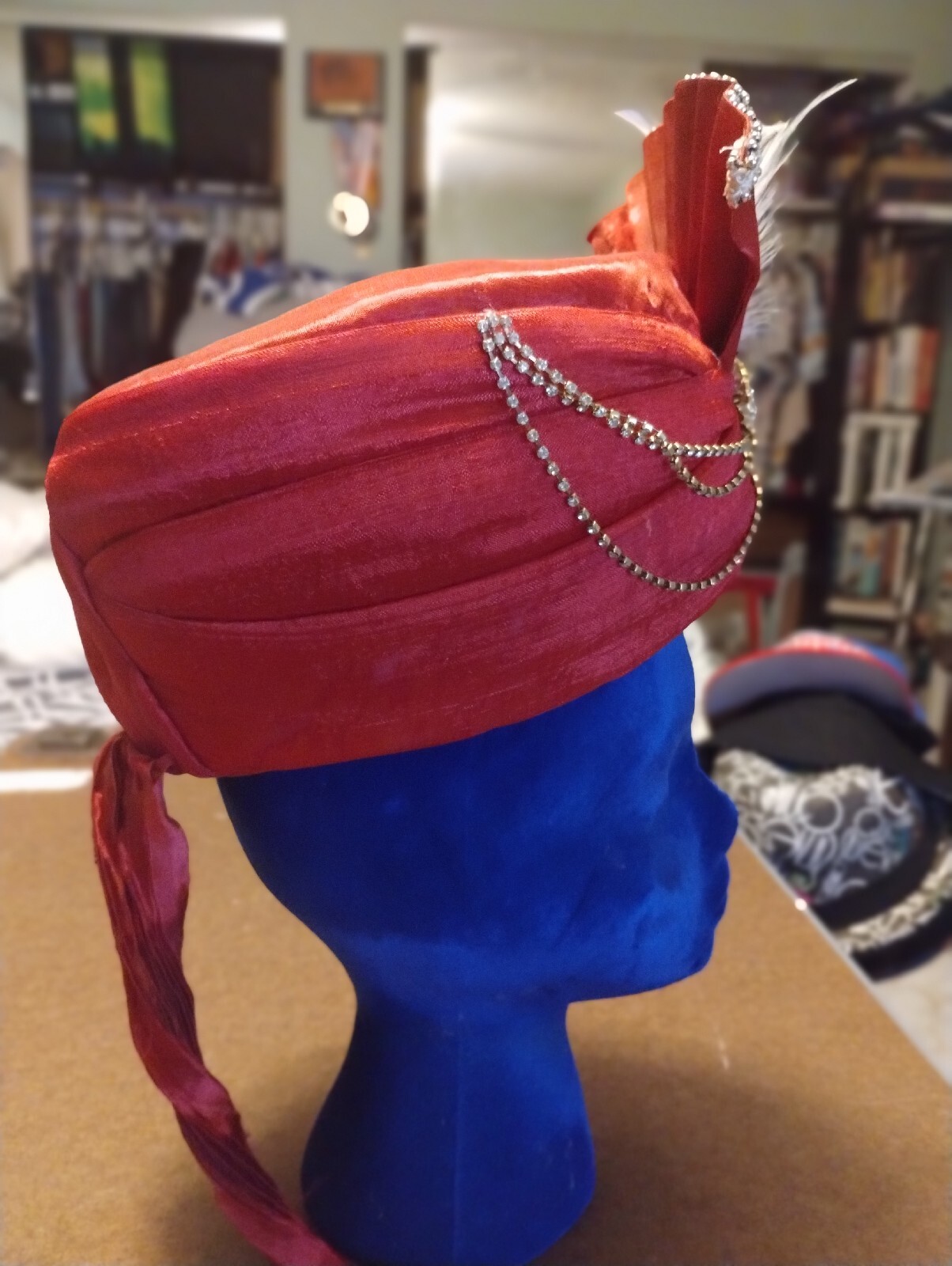 Indian Turban for Wedding Royal Maharaja Bhendhej Pagadi Dark Red vintage