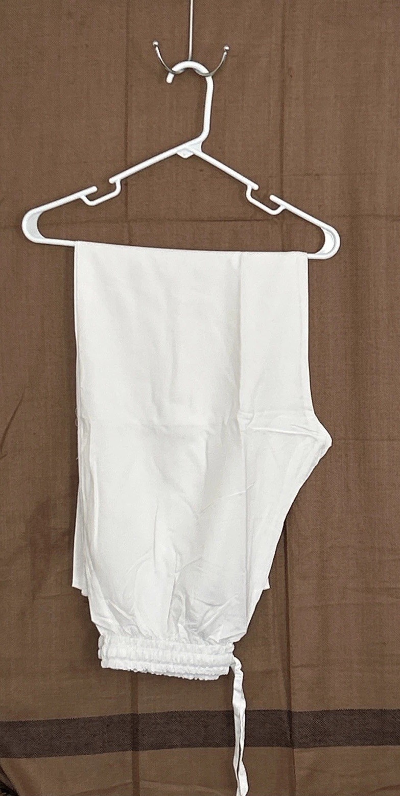 Womens Linen Plain Salwar Size-L Color-White Length-39” Bottom-10” Hip-21”