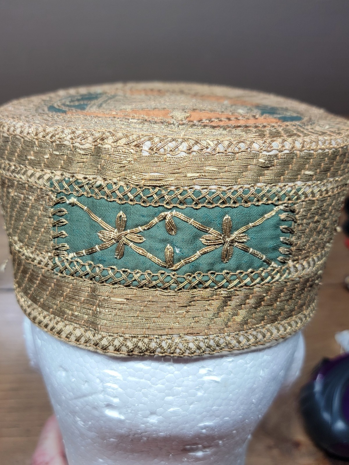 Vintage Kufi Islamic Skull Cap Prayer Embroidered Gorgeous Hand Stitched African