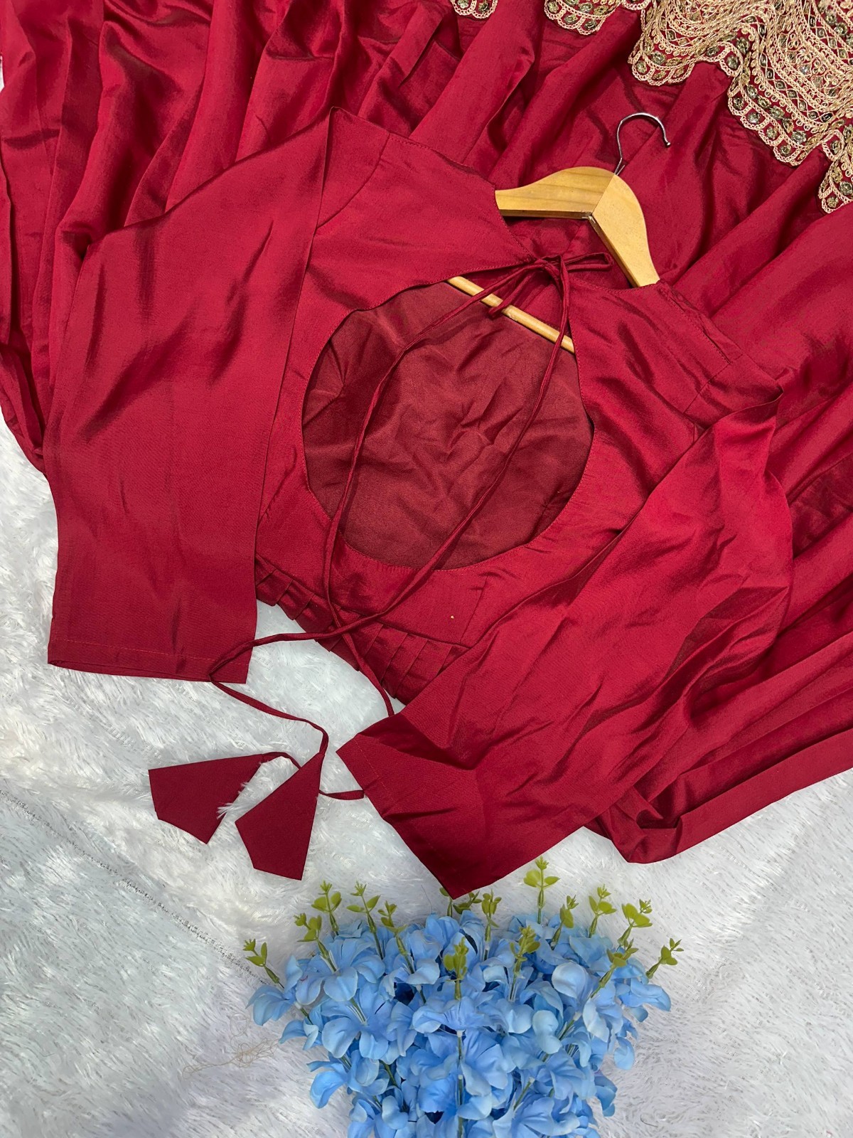 Ethnic Wear Heavy Roman Silk Maroon Gown Bottom With Dupatta For Women