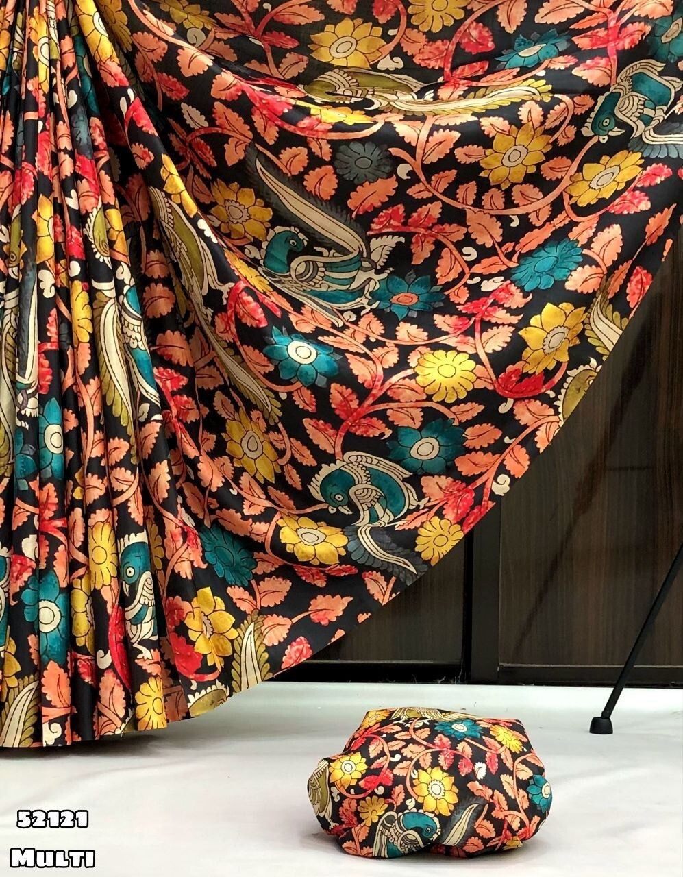 Handloom Tussar Silk Kalamkari Saree Indian Wedding Party Wear Matching Blouse