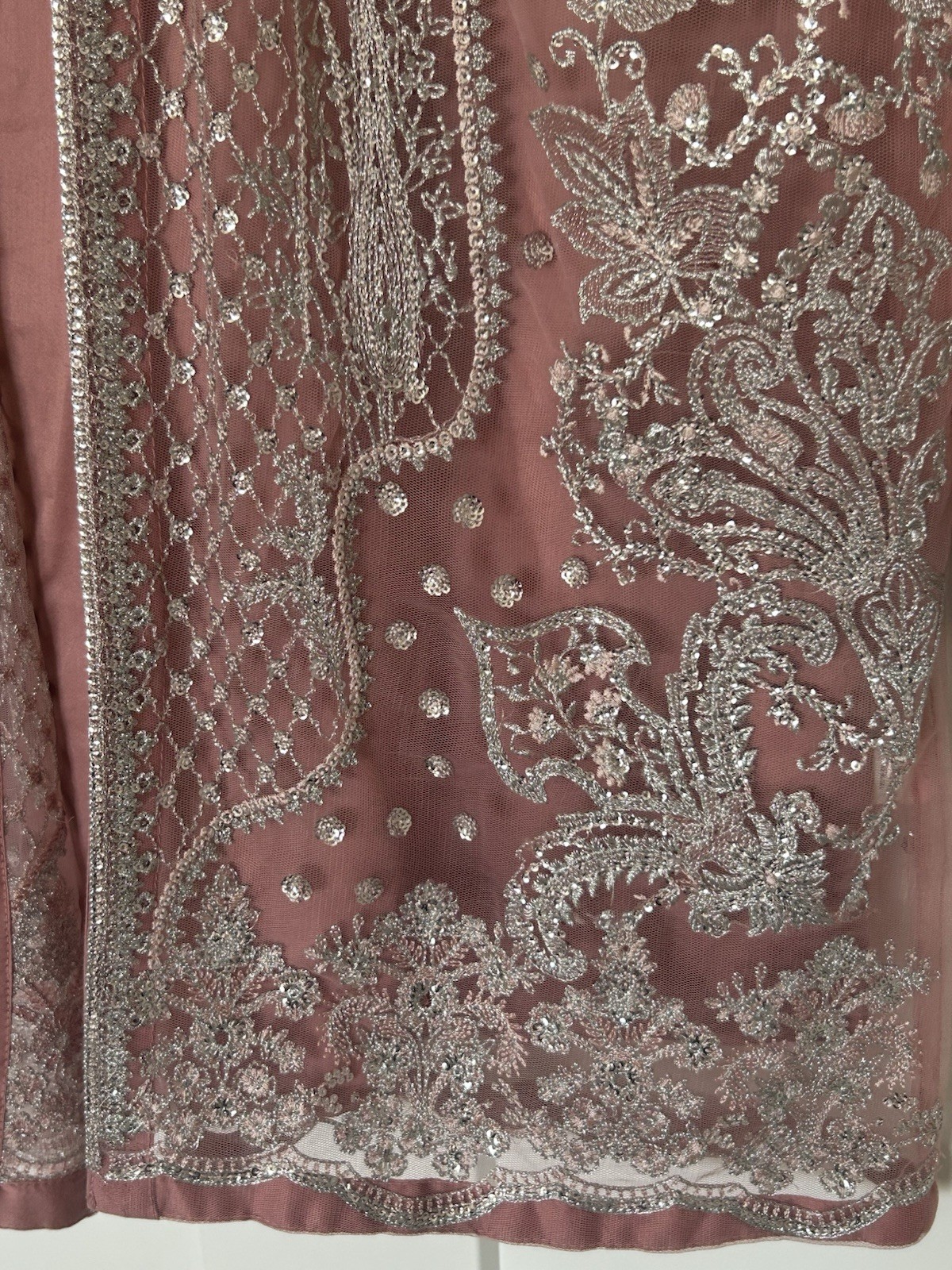 Limelight Gold Salwar Kameez Pink Net Embroidered Women’s Size L
