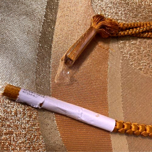 Pure Silk Kumihimo Obijime Cord 170cm Gold Brown Japanese Kimono Accessory