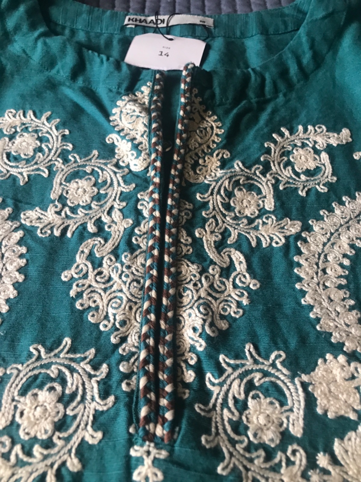 NWT KHAADI Size 14 Drop Shoulder Embroider Khaddar Kurti Fall/Winter Pakistan