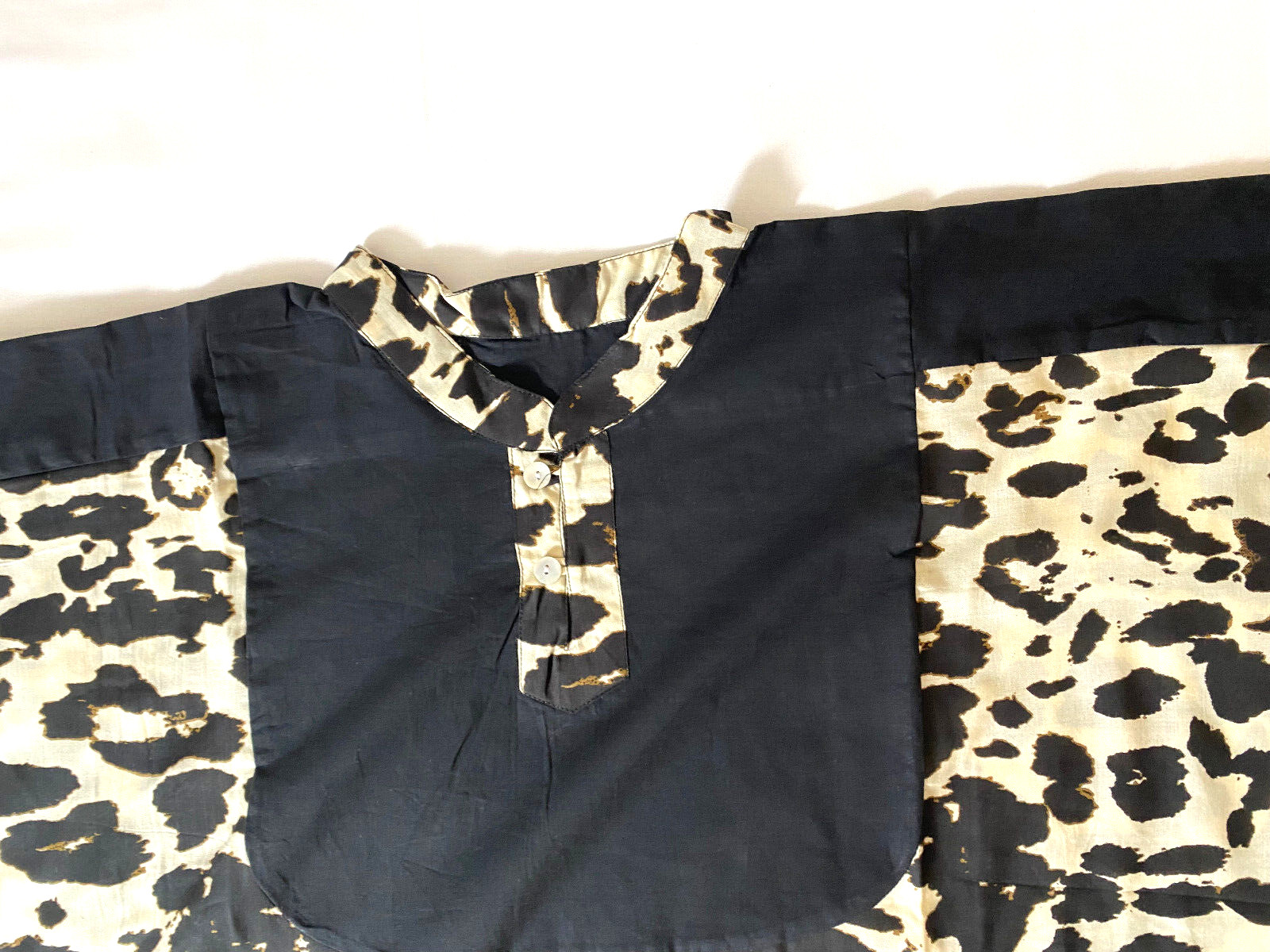 Kaftan Black African Cheetah Print Tribal Men’s Unisex New Cotton Light Weight