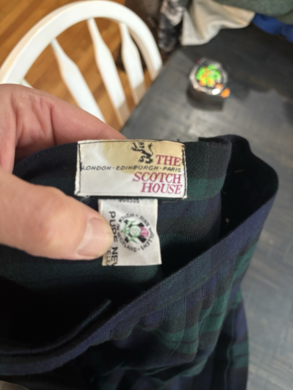 Vtg Scotch House Blue Green Black Tartan Plaid Wool Scottish Kilt Dress 24