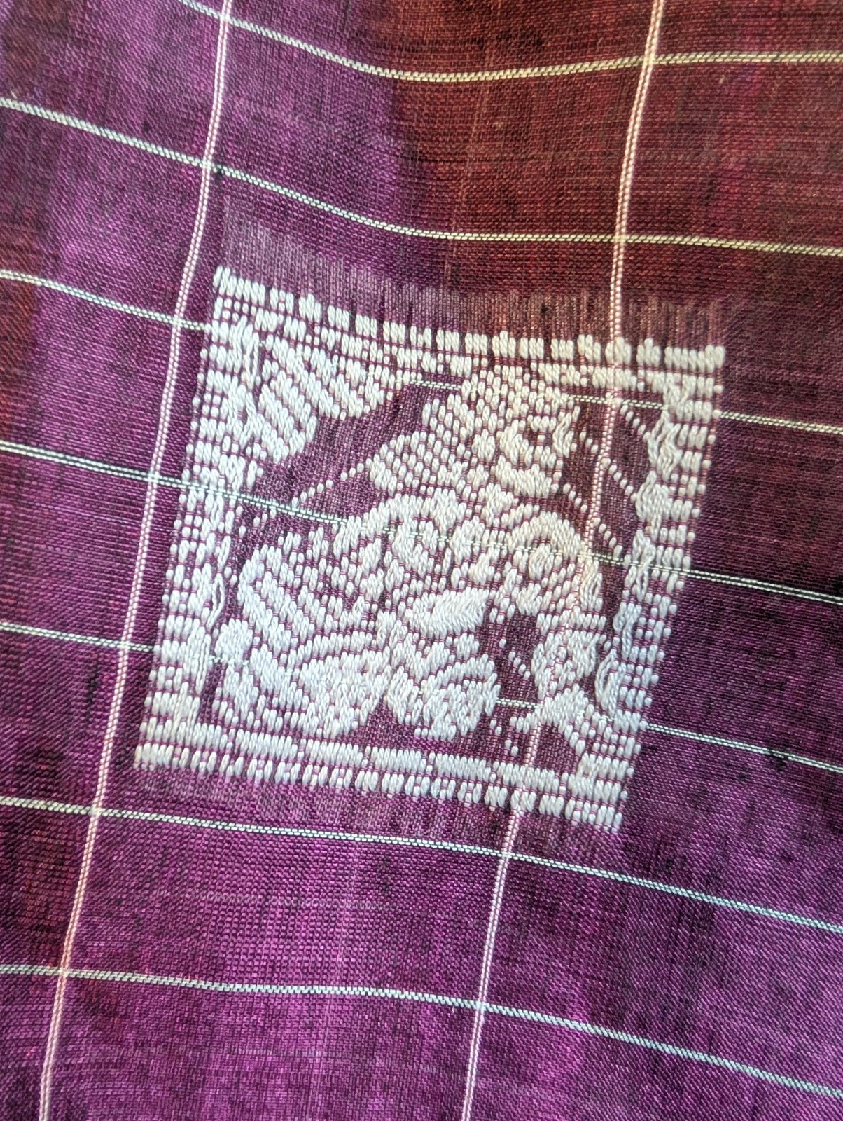 Vintage Saree Silk Banarasi Purple Plum Mythical Sanskriti Baluchari Sari Fabric