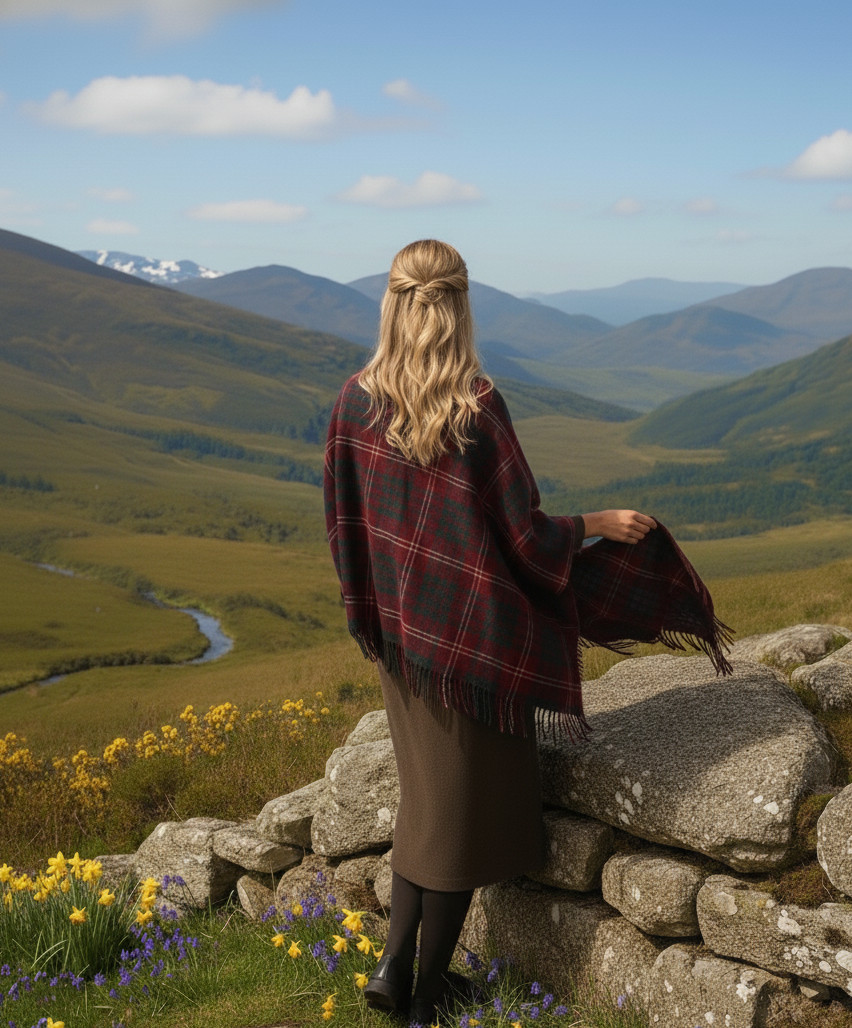 Women’s Scottish Tartan Ruana Shawl Handmade Winter Cloak Poncho in 50+ Tartans