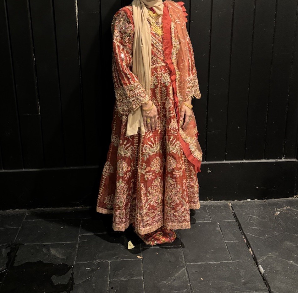 Anarkali Gown with Dupatta Red Georgette, Embroidered, Stitched, Size M