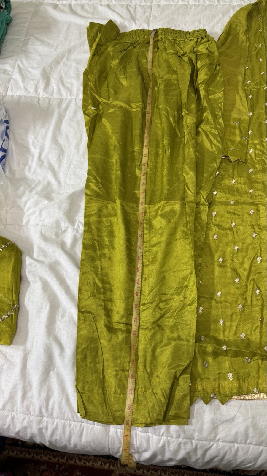 South Asian Olive Green Embroidered Kurta Set for Women