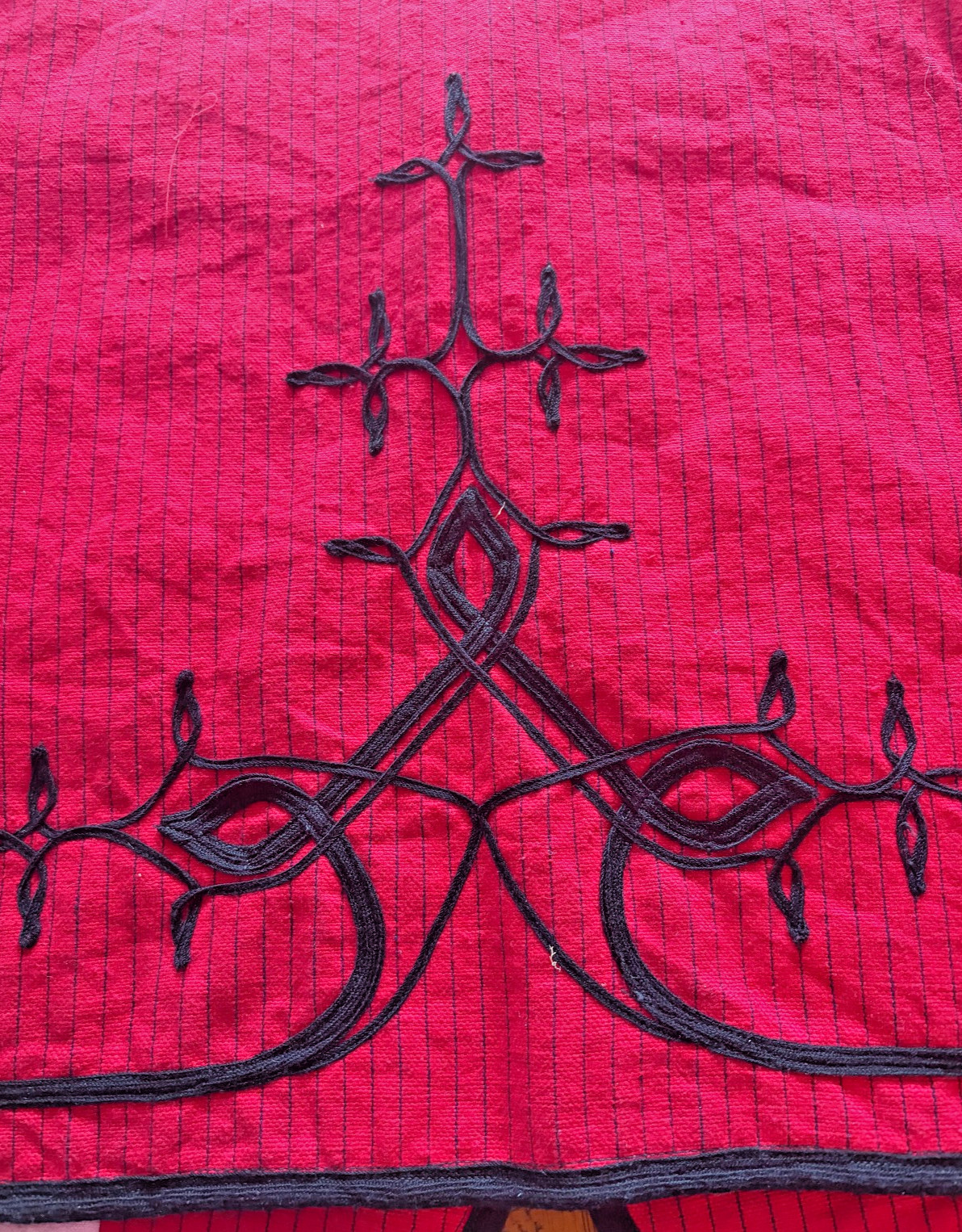 Vintage Guatemalan Red Solola Jacket Hand Woven Embroidered Cotton, Men’s Small