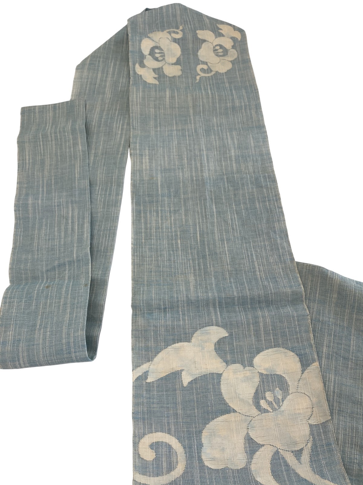 Japanese Vintage Kimono Nagoya Obi Cotton Blue Traditional Authentic 136x11in