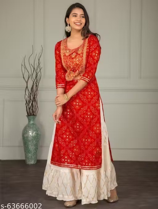 Indian Readymad Rayon Kurta With Skirt Set for Women’s Party Festive Outfit Gift