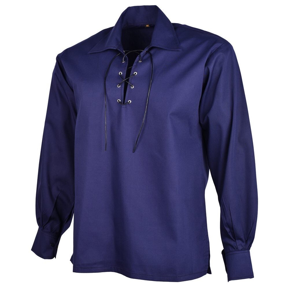 Blue High Quality Jacobite Ghillie Shirts kilt shirts Men’s Jacobean shirts