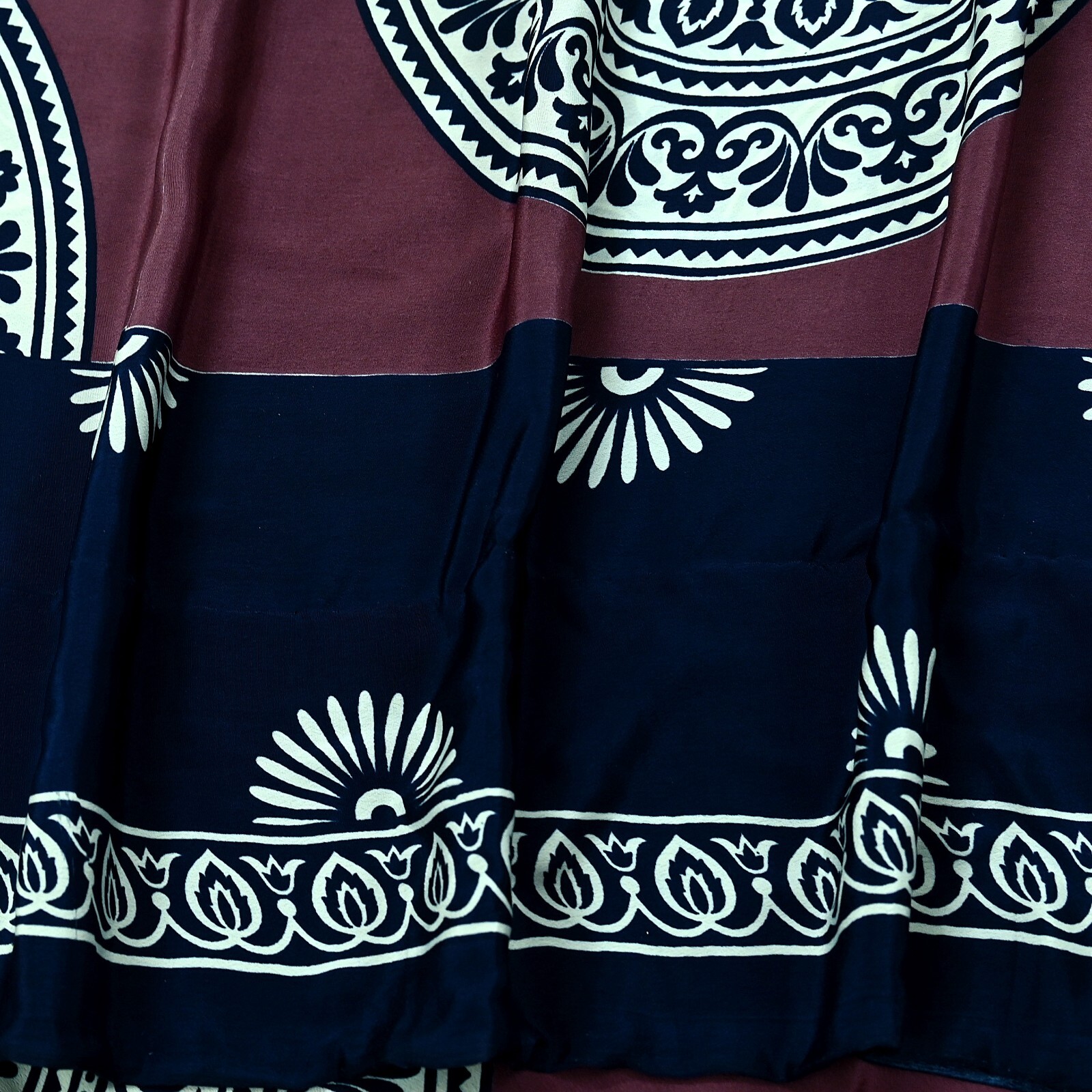 Vintage Sari Pink & Blue Moss Crepe Printed Sarees Craft Fabric 5yd Sewing Soft