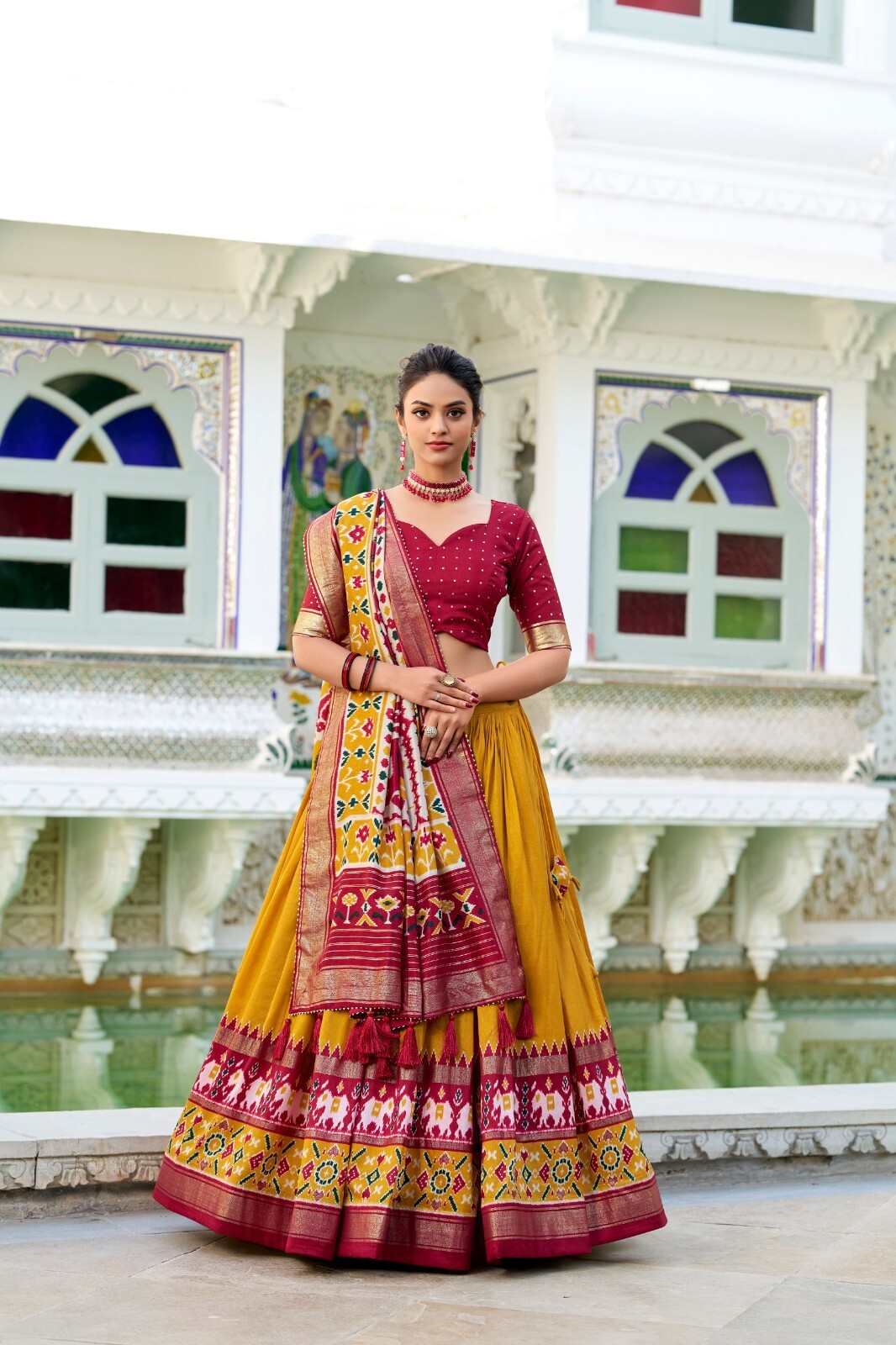New Wedding Wear Mustard Yellow Tussar Silk Lehenga Choli With Dupatta For Women