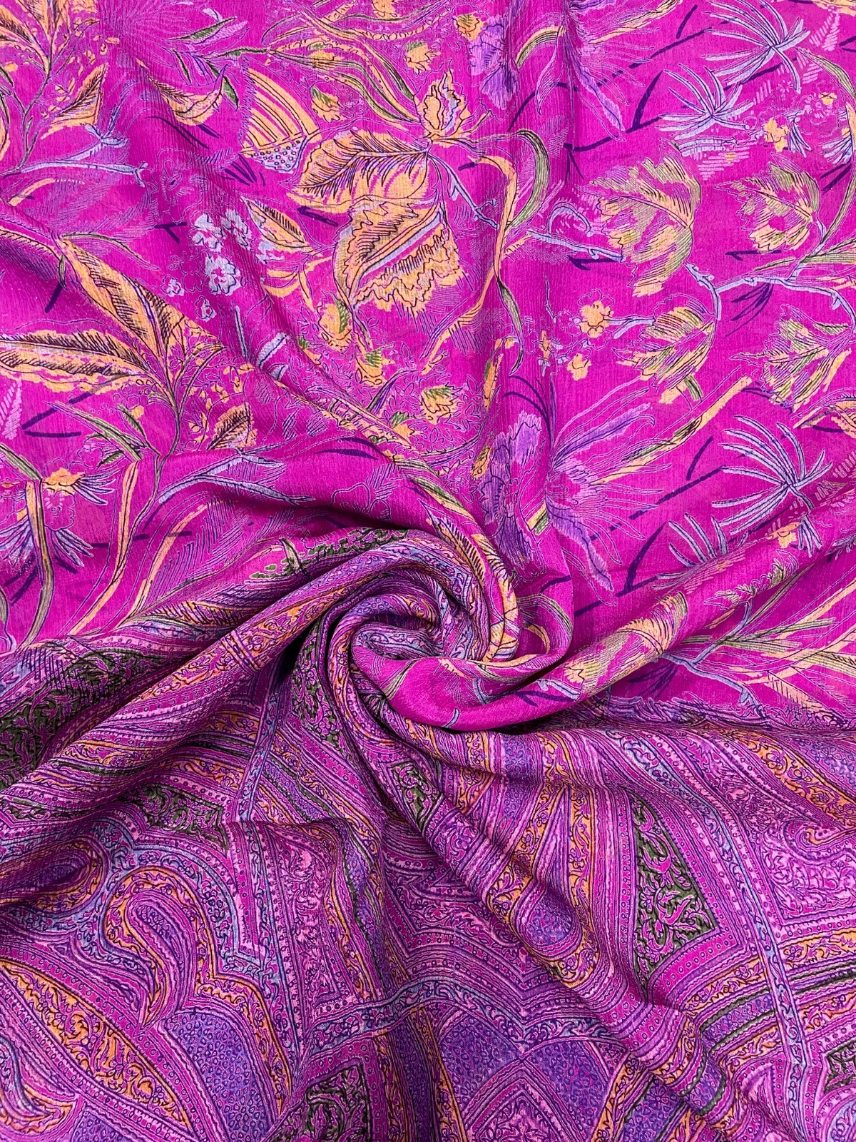 Vintage Pink Chiffon Silk Saree, Lightweight Fabric for DIY & Sewing CS1083