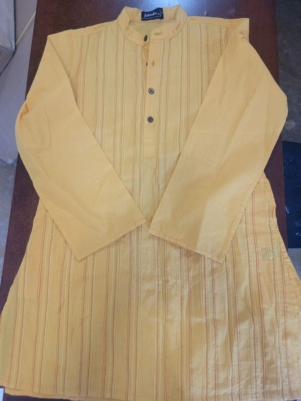 Fabindia Lot (3) Boys 6-8 Kurta Traditional Red Blue Yellow Tops Shirts *Flaw