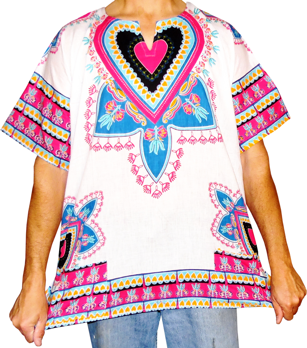 Mens Sweetheart Print Dashiki Shirt 100% Cotton by American Dashiki