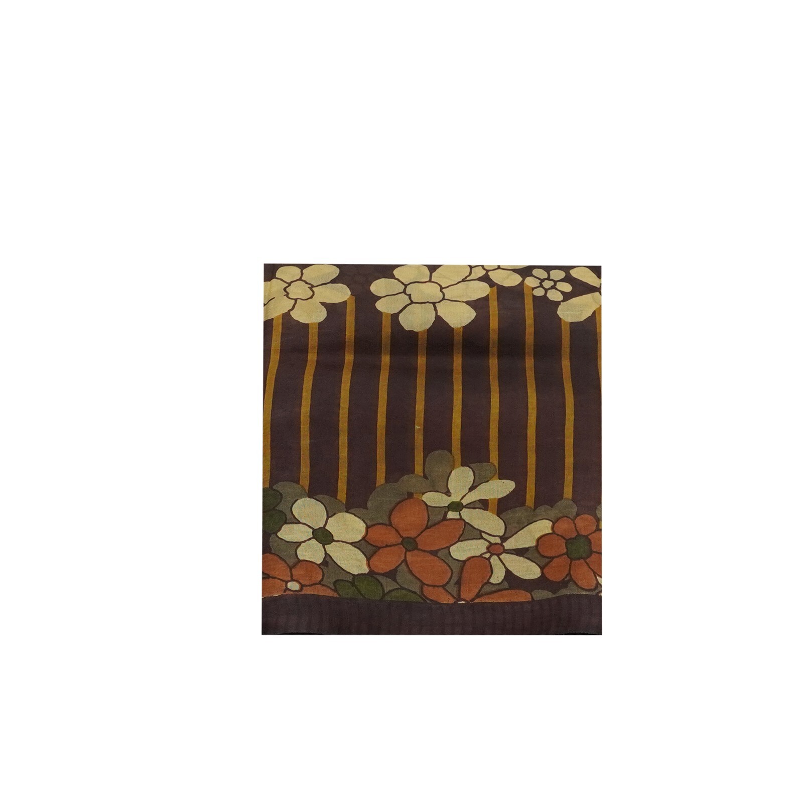 Namaste Vintage Brown Sarees 100% Pure Silk Floral Printed Sari 6YD Craft Fabric