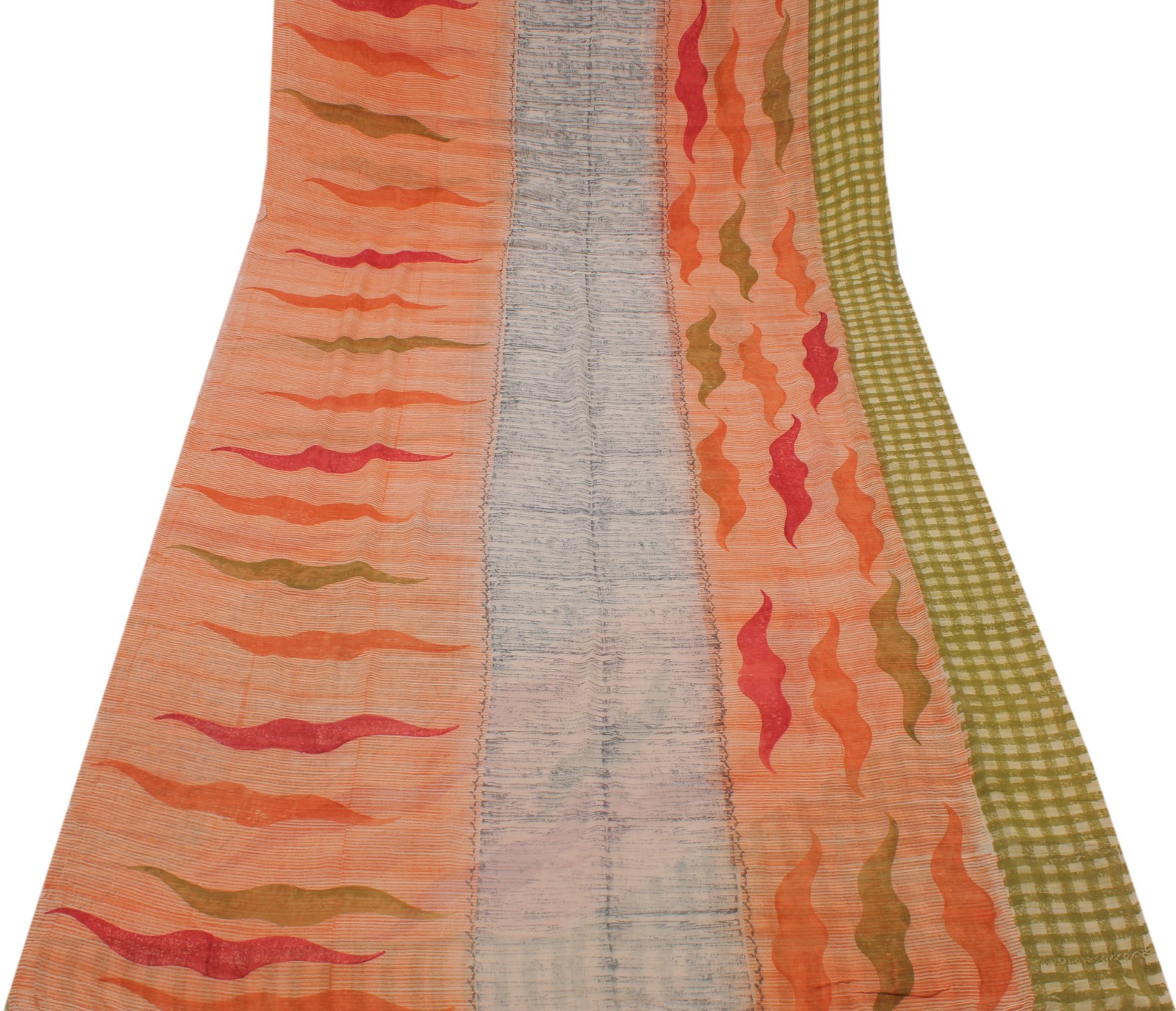 Sushila Vintage Multi-Color Sari Pure Georgette Silk Printed 5 Yard Craft Fabric