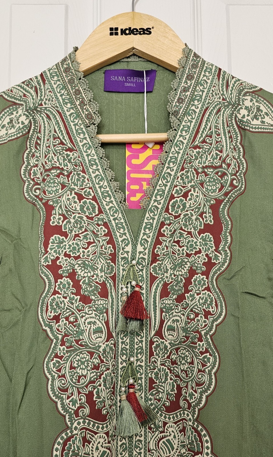 NWT SANA SAFINAZ 2PC Sizes M, S Viscose Embellished Kurti & Pants Fall Winter