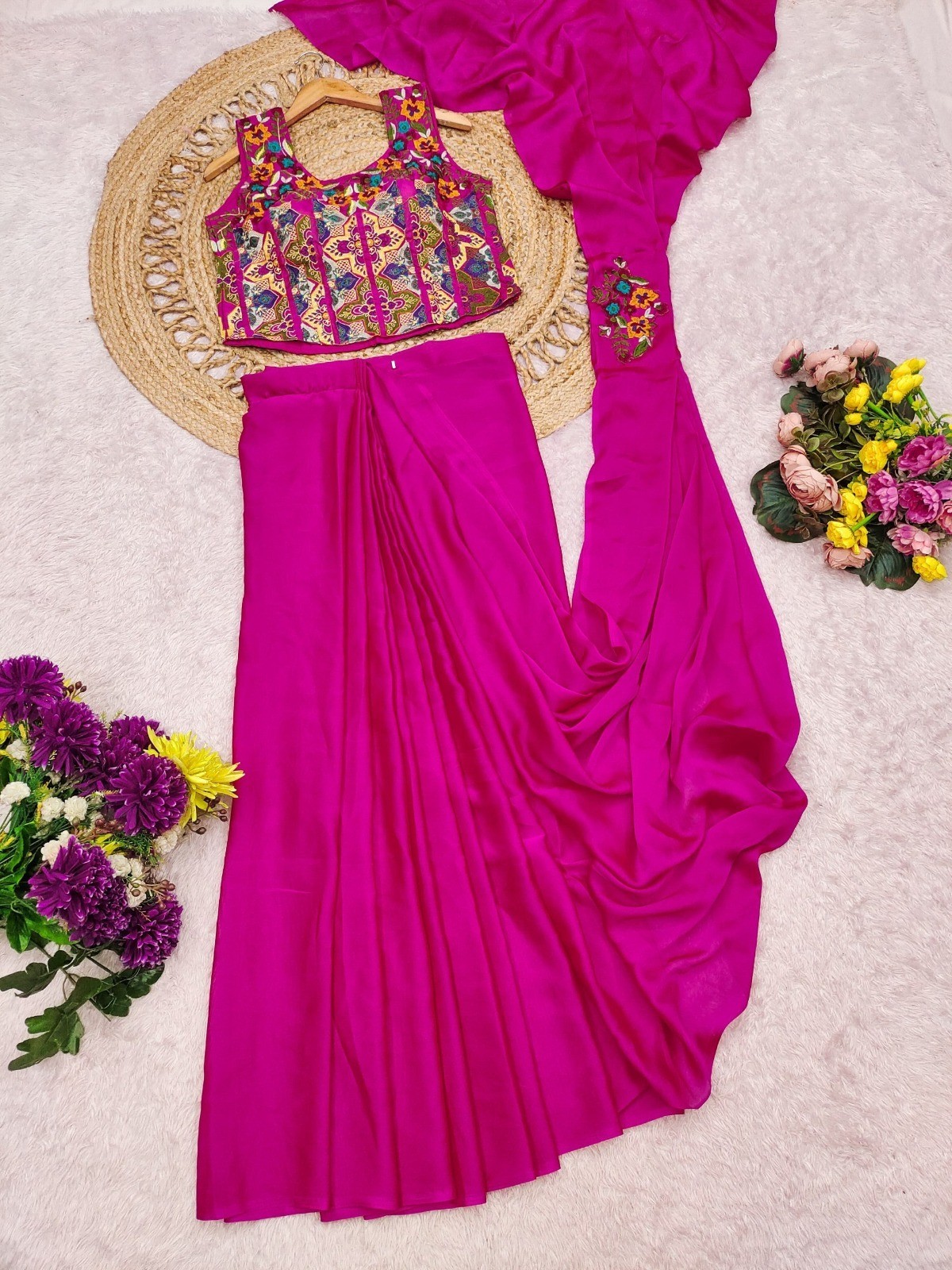 Rangoli Silk One Minute Saree Ready To Wear Party Wear One Minute Saree