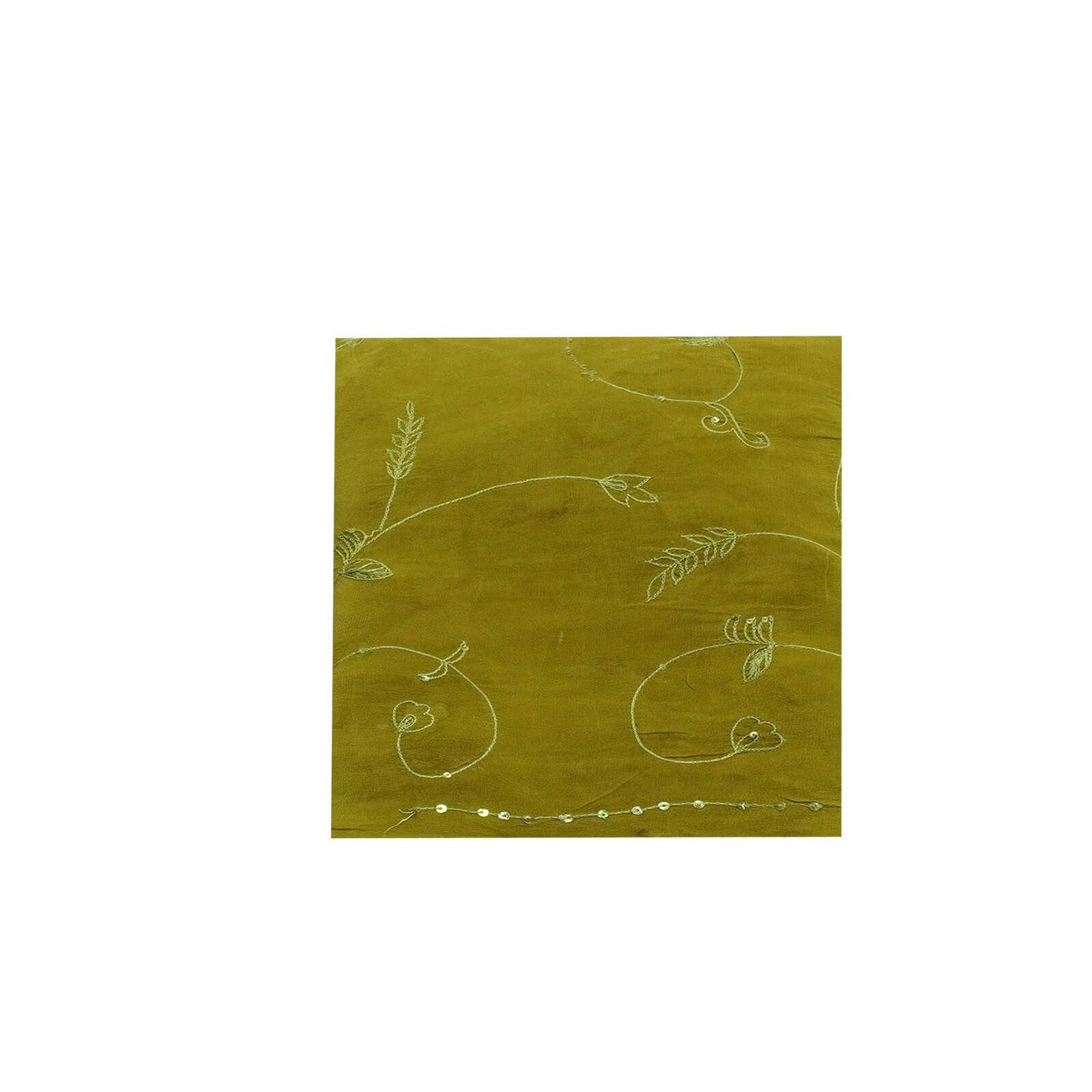 Vintage Olive Green Sarees 100% Pure Crepe Silk Hand Embroidered Sari 5YD Fabric