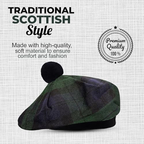 Scottish Traditional Tam o’ Shatner Acrylic Wool One Size Black Watch 008tcp