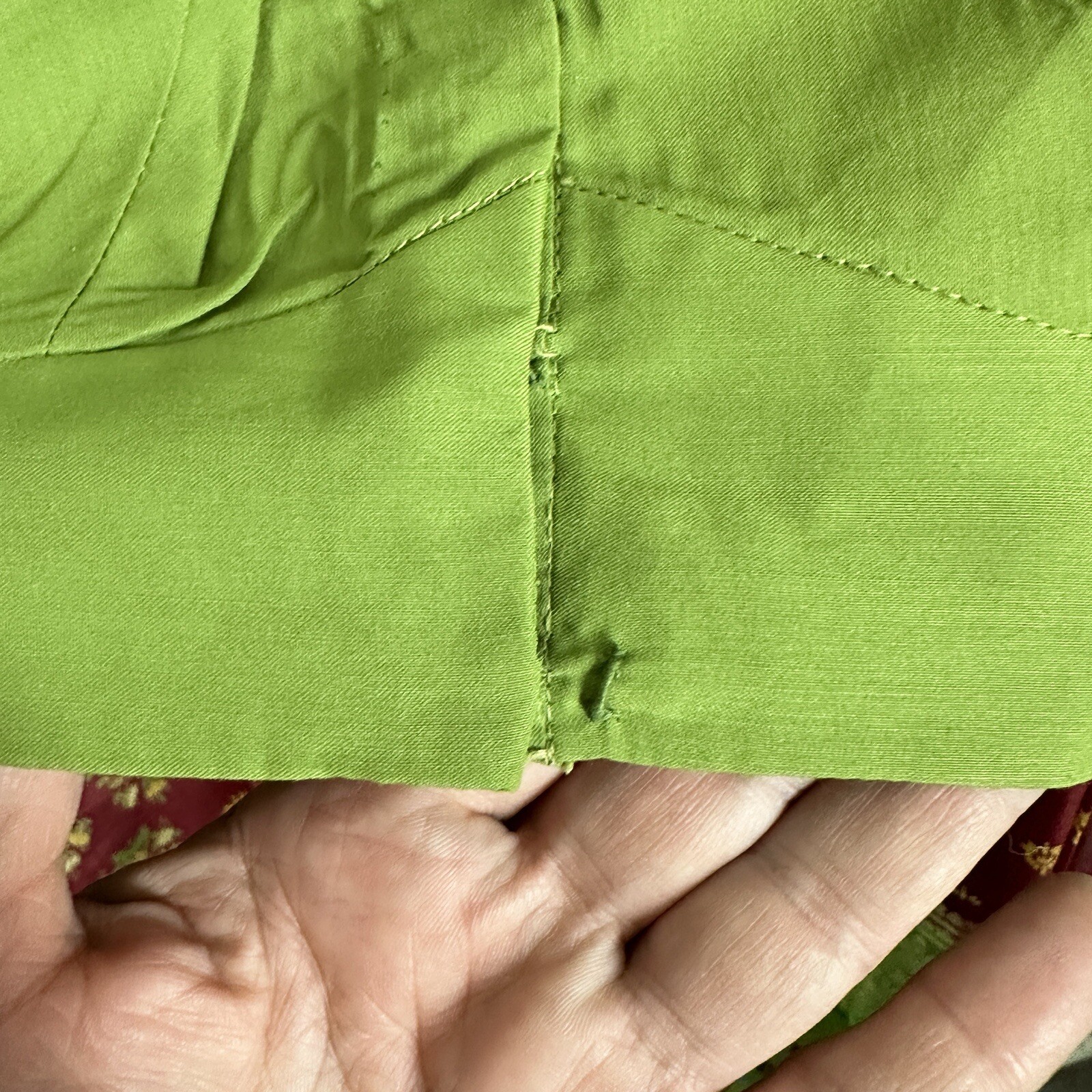 Vtg Indian Saree Choli Dress Top Set M Silk Lime Green Wine Gold Floral Metallic