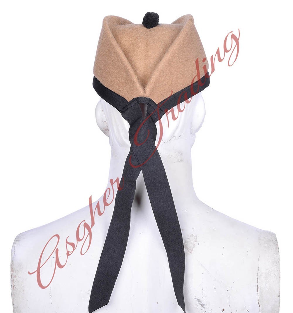 Scottish Military Traditional Kilt Cap – 100% Wool Khaki Glengarry Hats