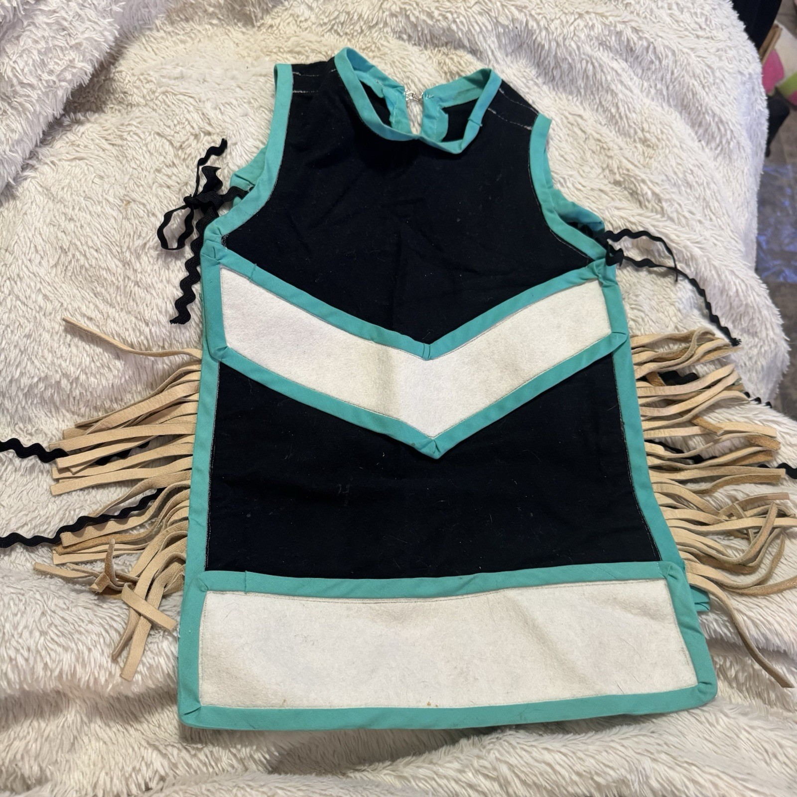 Alaska Native Style Child’s Regalia Vest Fringe Vtg Dance Turquoise Celebration