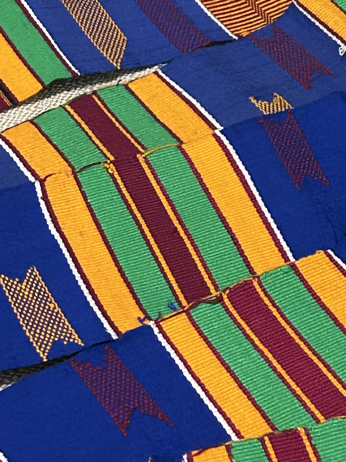 Kente African Stole Cloth Handwoven Ashanti Fabric Hand Loomed Vintage 130” Long