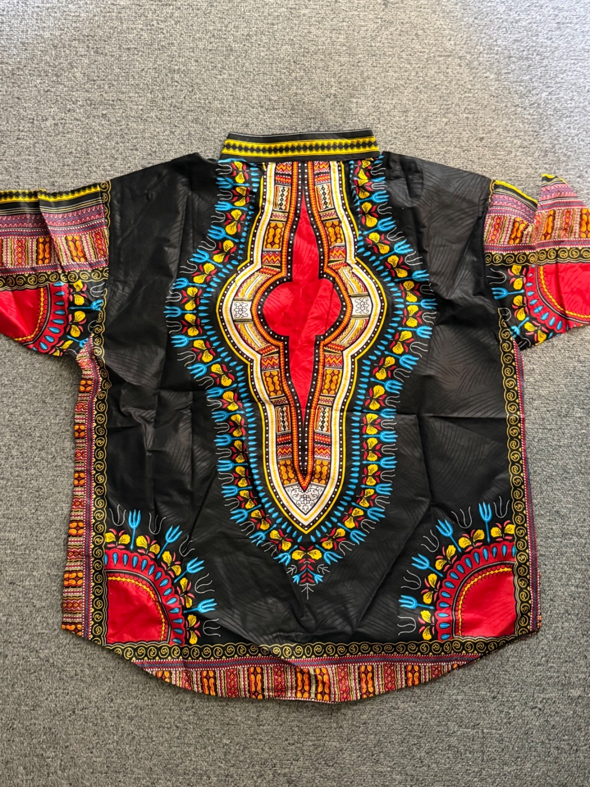 MARCHAL’S DESIGNS Black Dashiki Shirt African Print 3XL – 32.5″ Length