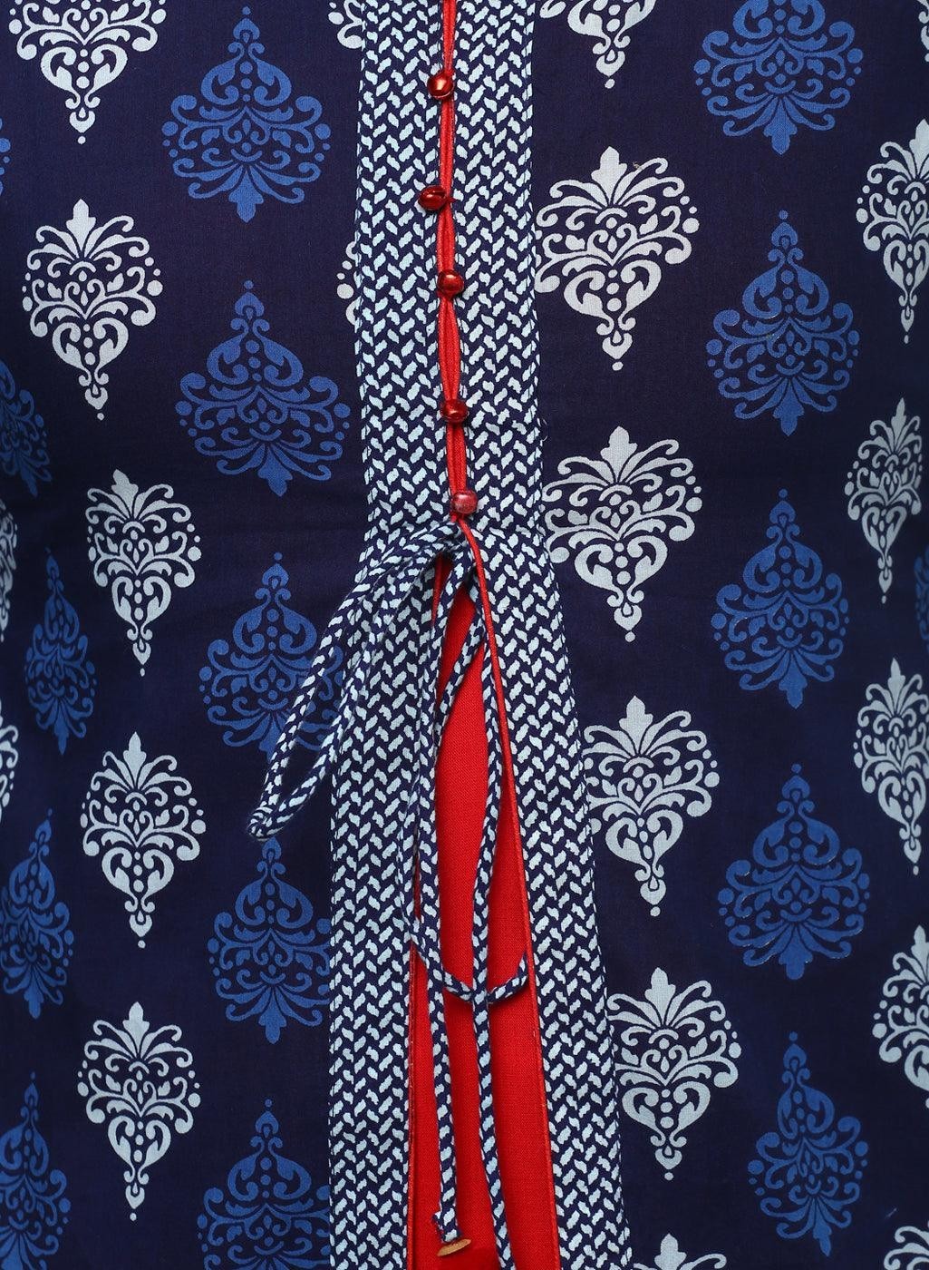 Royal Blue Printed Floor Length Anarkali Kurta for Women Ethnic Wear Plus Size