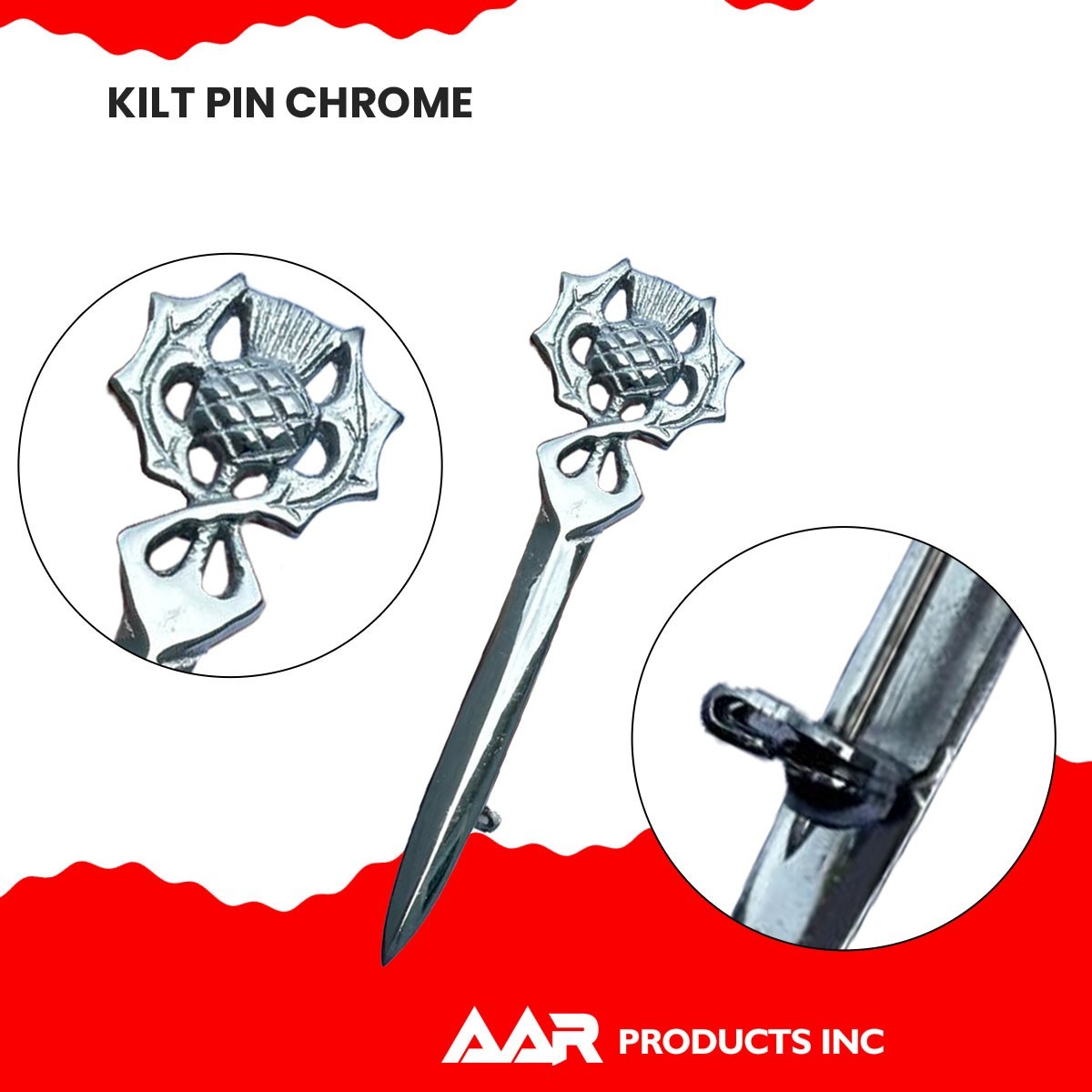 Scottish Kilt Pins Thistle Design Highland Kilt Pin Chrome Finish Brass New AAR