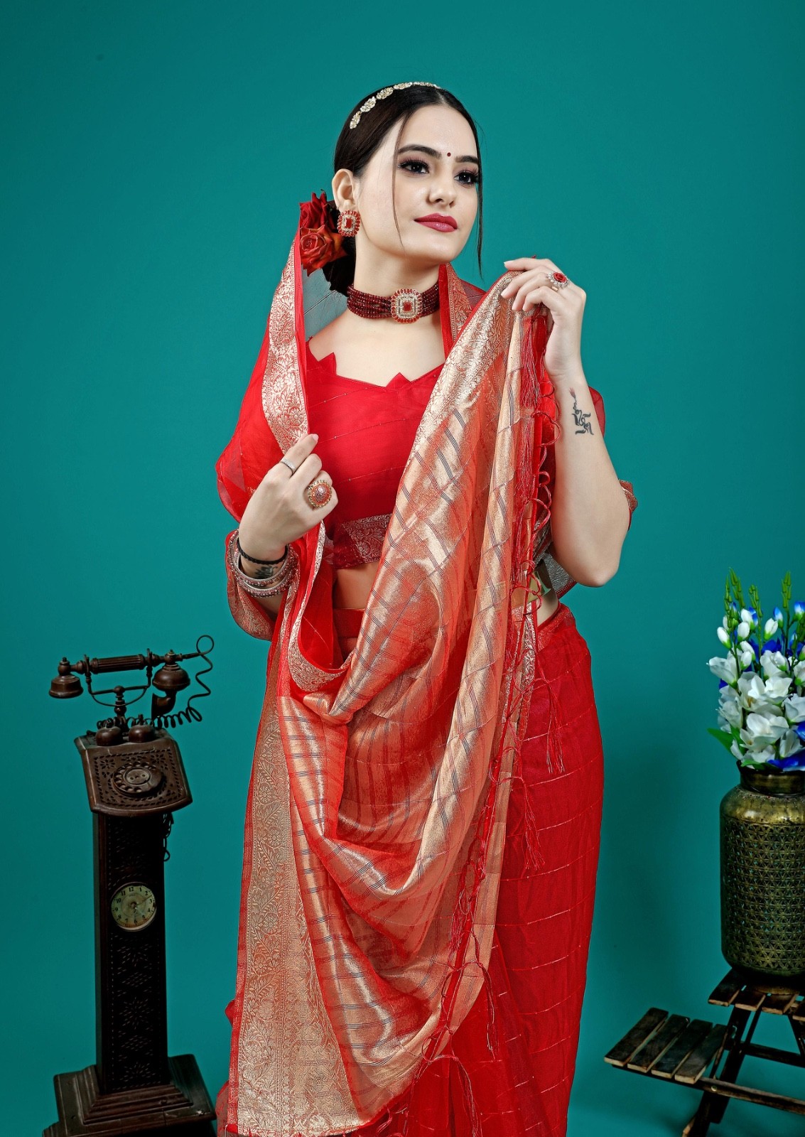 Designer Sari Bollywood Bridal Silk Saree Blouse South Indian Ethnic Ready made