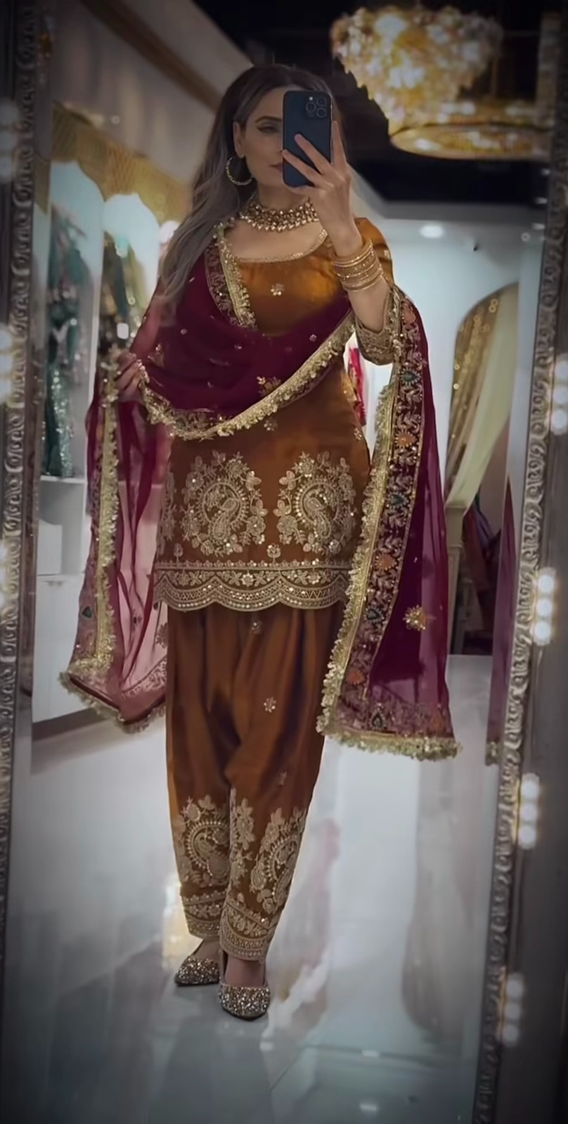 New Presenting Stylish Faux Georgette Top Dhoti With Dupatta For Reception Wear