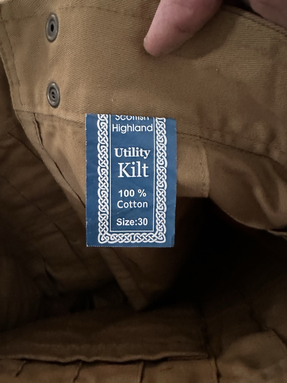 Kilt Men’s Utility Heavy Duty Scottish Pleated Snap Button Size 30 Cotton E8