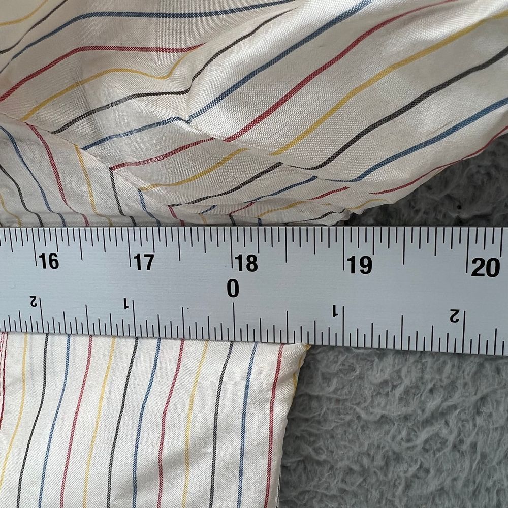 Retro Silk Button Down Shirt Multi Color Candy Stripes Long Sleeve M Indie