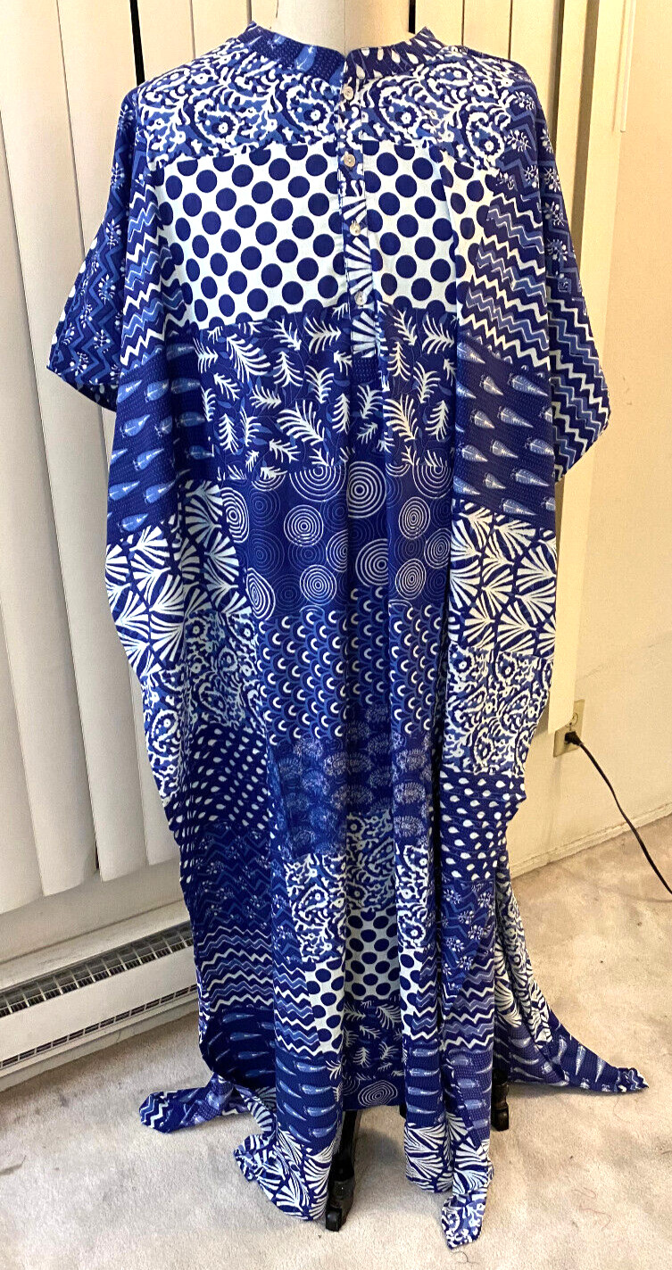 Kaftan Blue Geometrical Print Women’s Men’s Unisex New Cotton Light Weight