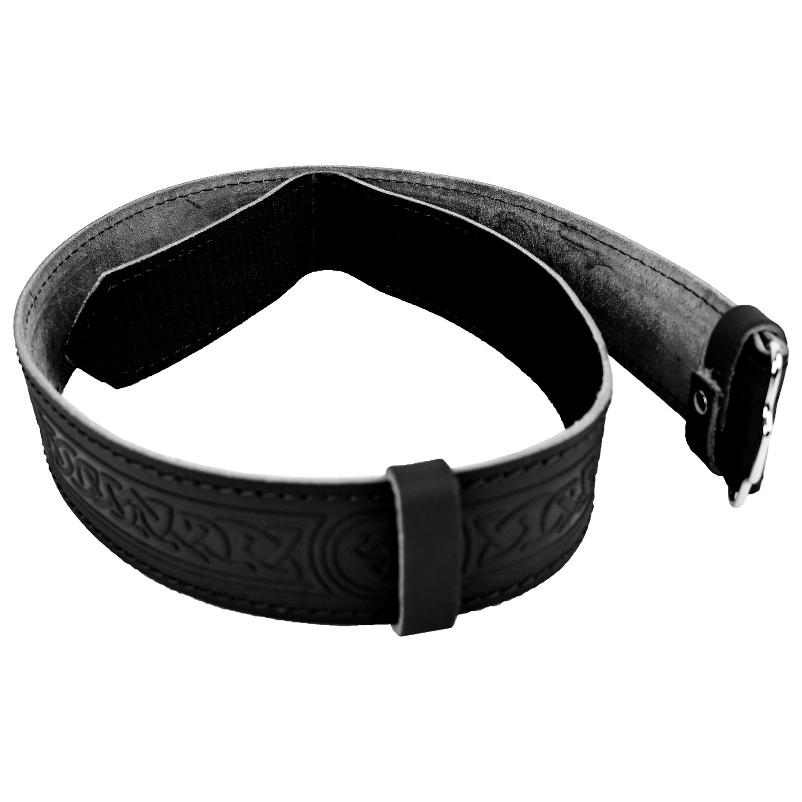 Mens Tartan Kilt Belt Black Celtic Knot Embossed Scottish Highlanders Kilt Belt
