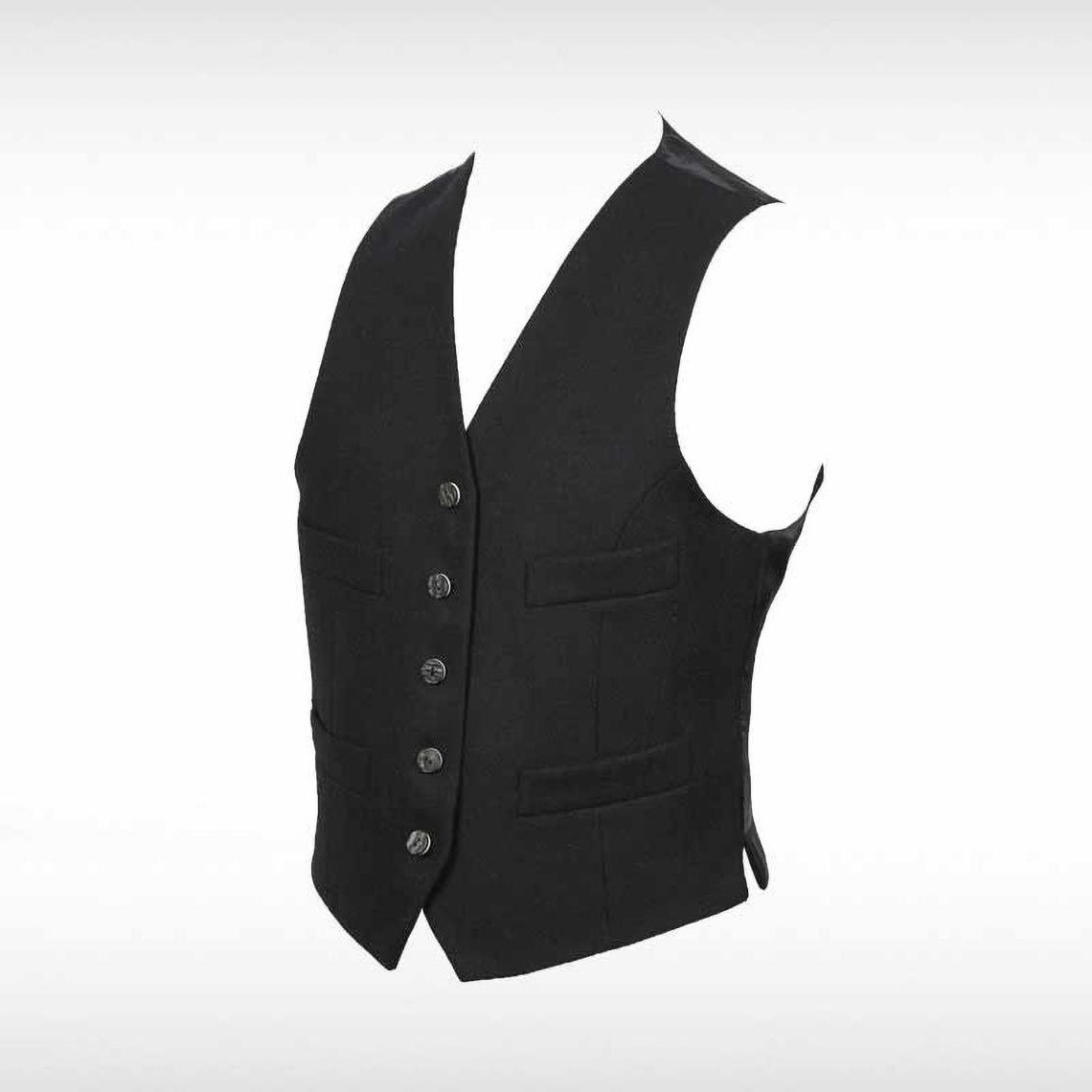 Handmade Black Herringbone Tweed Crail Jacket & Waistcoat – 2-Button Closure