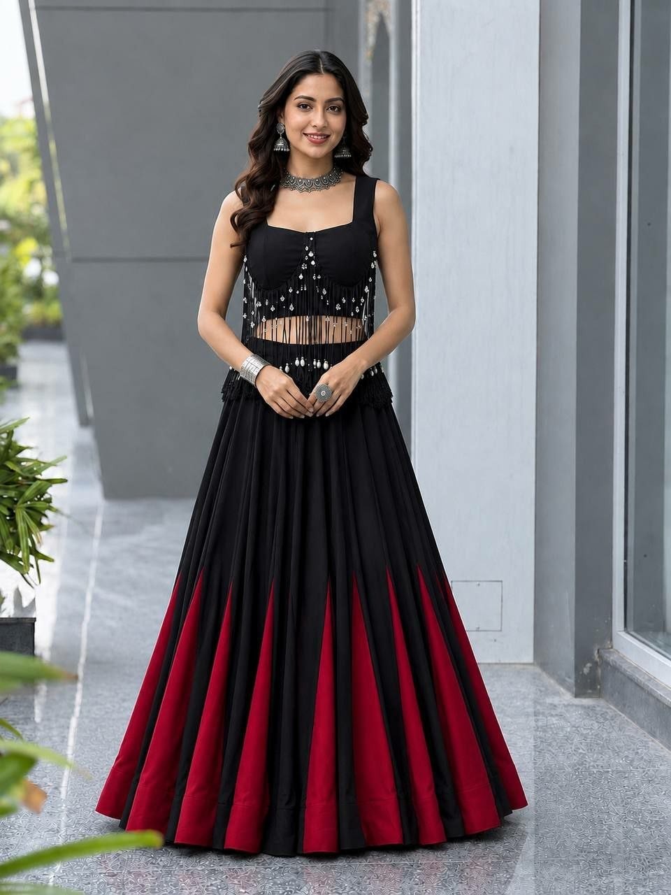 Special Designer Cotton Lehenga Choli 8M Flair Real Shoot Navratri Garba Wear