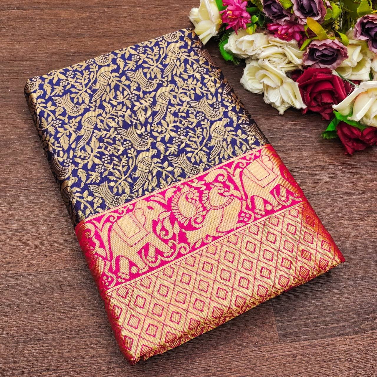 Designer Sari Bollywood Bridal Silk Saree Blouse South Indian Party Wear Saree