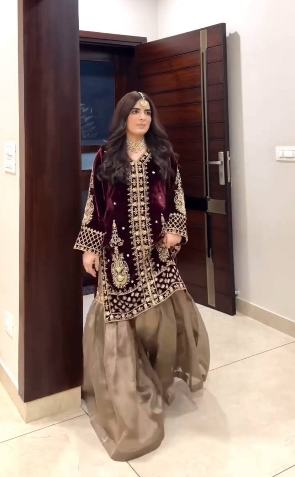 Presenting Viscose Velvet Wine Top Palazzo With Dupatta For Women & Girls