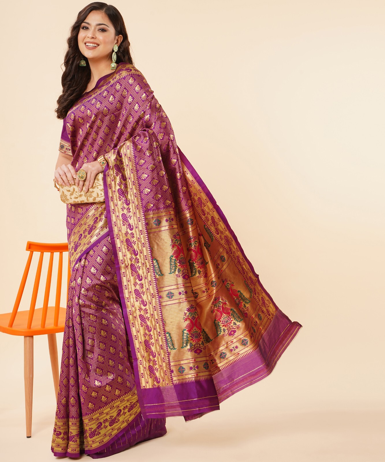 Areca Designer Paithni Square Mor Silk saree blouses women Saree Cut – 5.5 Meter