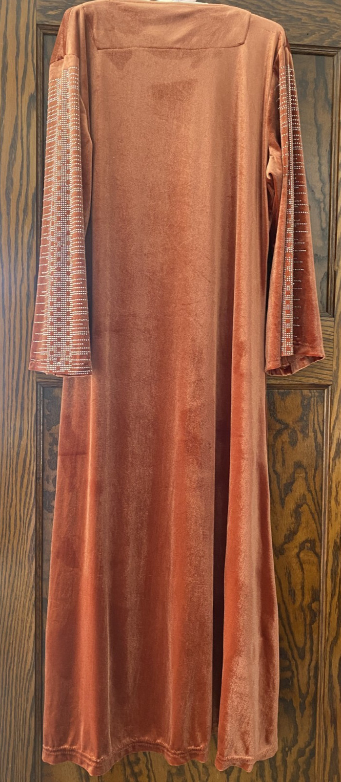 Made in Egypt Tiba Fashion Kaftan Abaya Copper Embellished Jeweled Velvet XXL