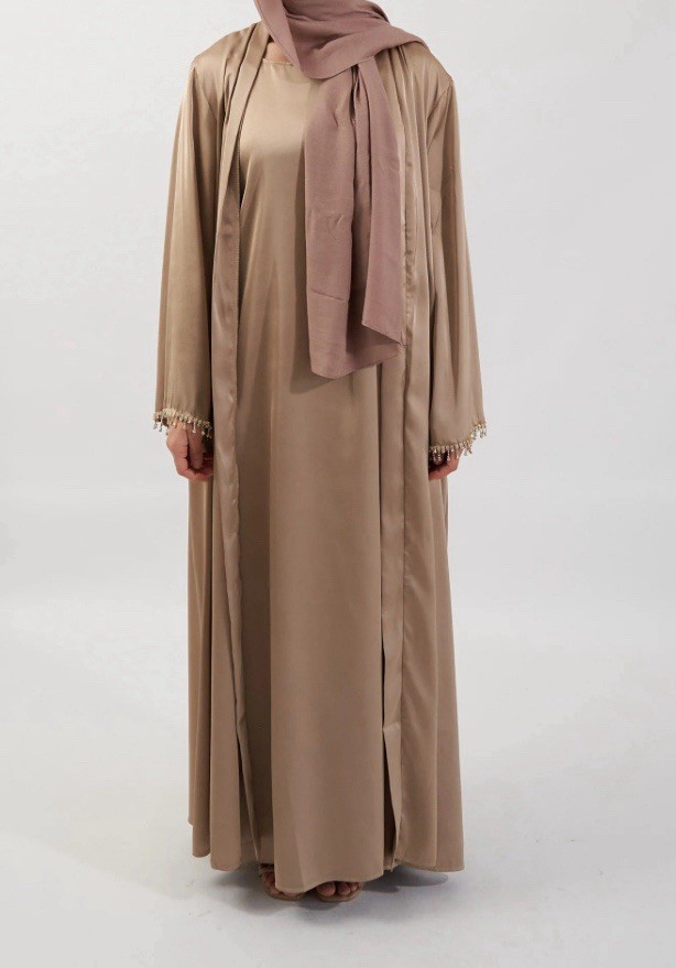 Malaika Abaya With Attached Scarf Light Mocha Size